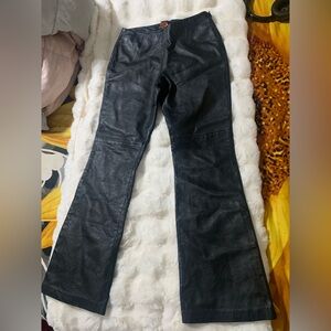 Genuine leather black pants